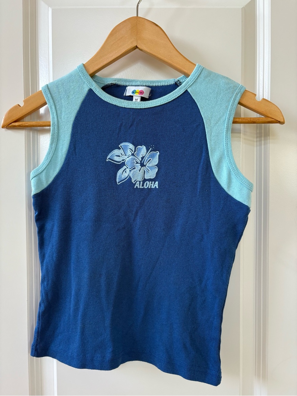Vintage Y2K Kids Aloha Hibiscus Hawaii Sleeveless Shirt Tank Top EKO Medium